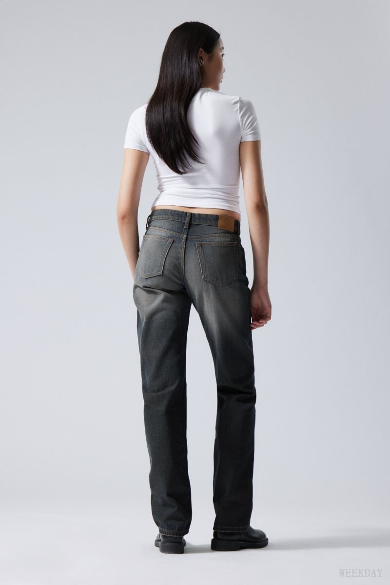 Blue Weekday Arrow Low Straight Jeans | MHJQ5453