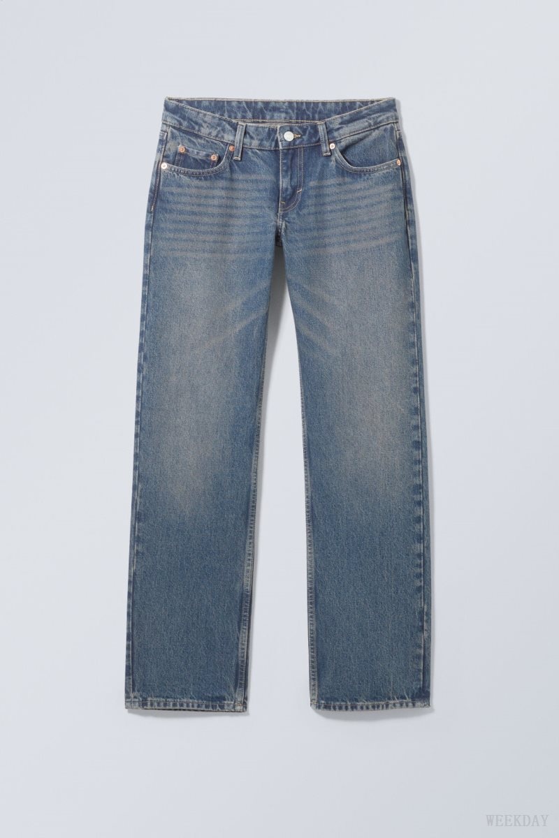 Blue Weekday Arrow Low Straight Jeans | PKXY8254