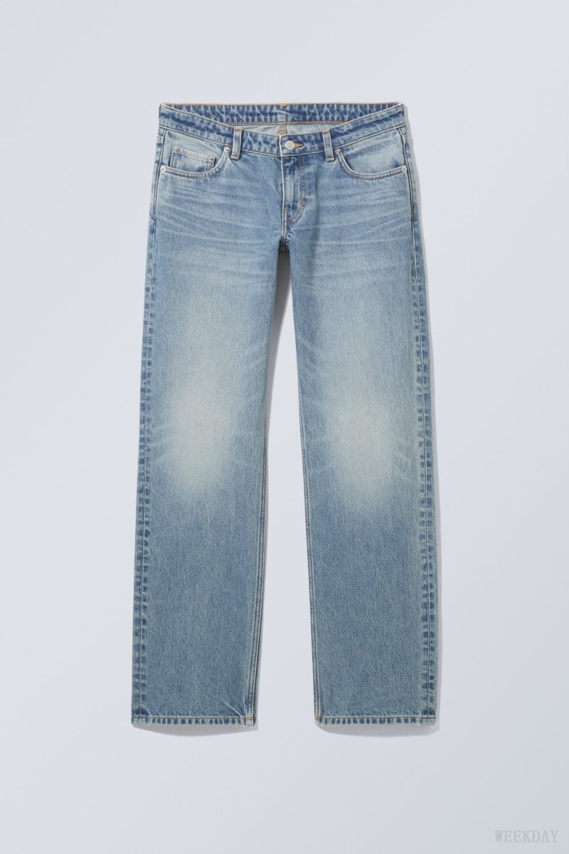 Blue Weekday Arrow Low Straight Jeans | TMJN2527