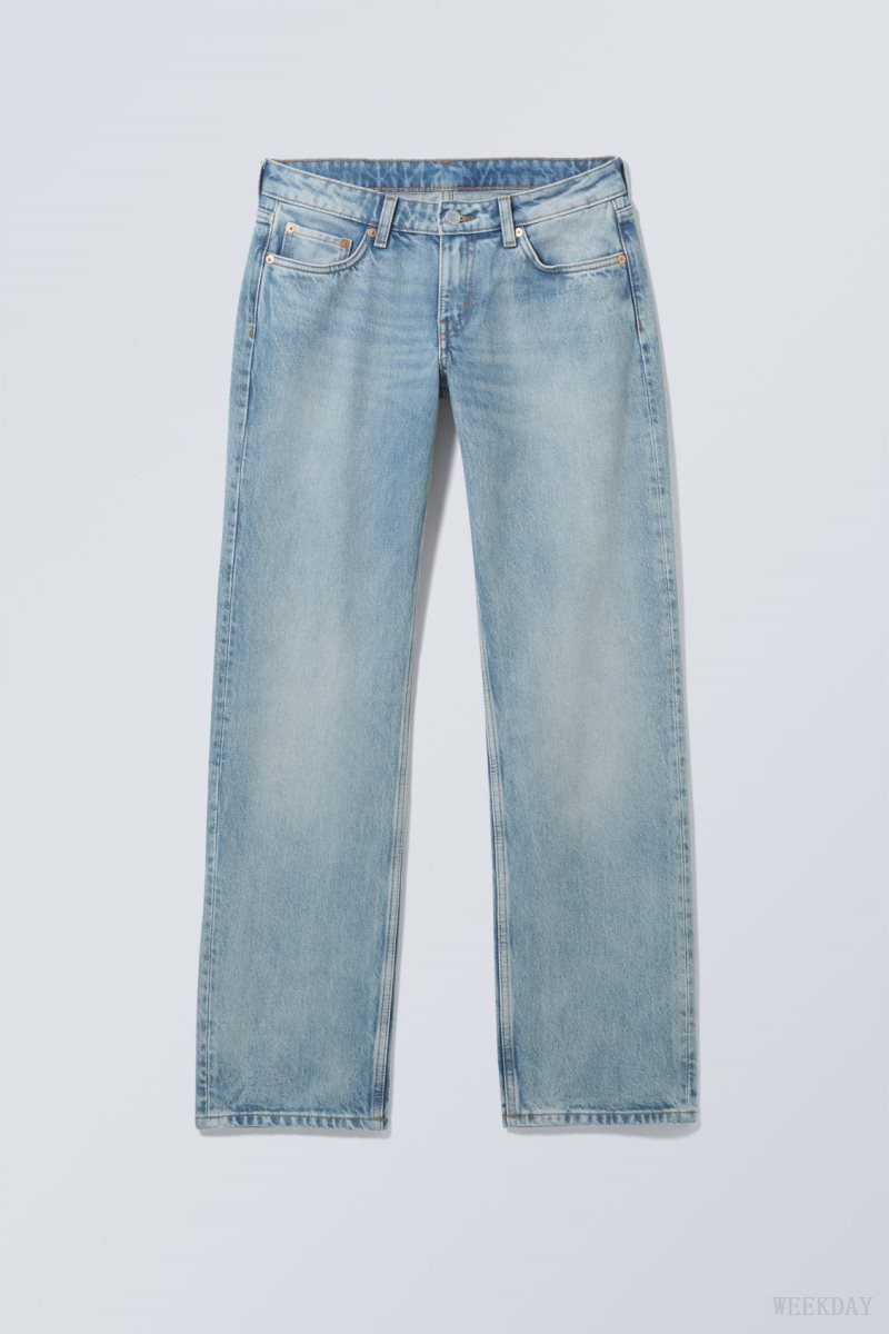 Blue Weekday Arrow Low Straight Jeans | XGTV5869