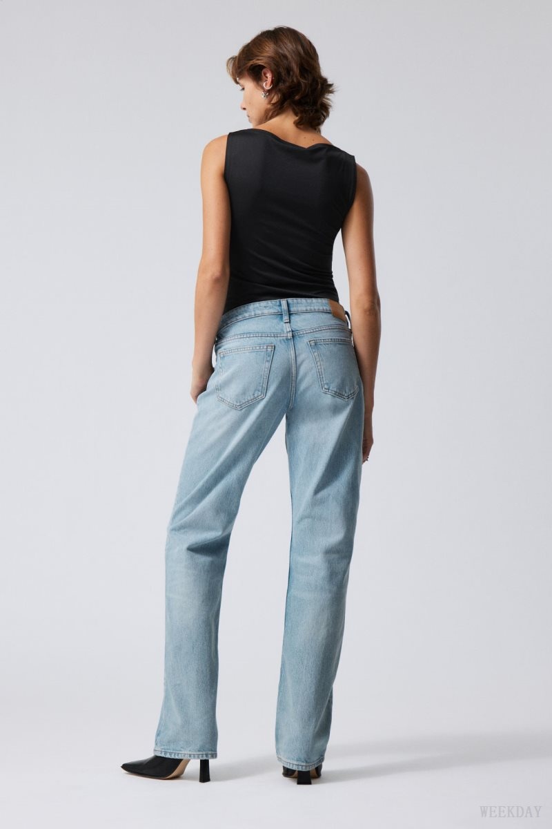 Blue Weekday Arrow Low Straight Jeans | XGTV5869