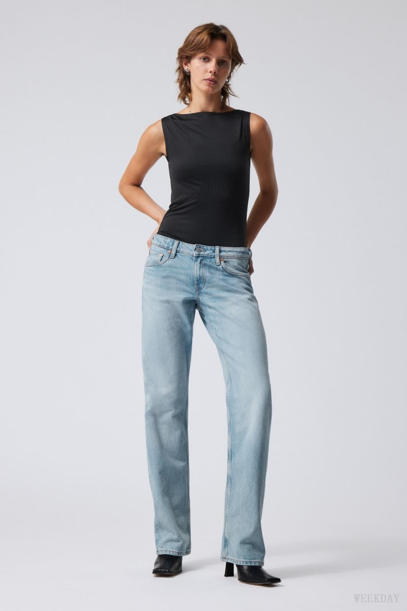 Blue Weekday Arrow Low Straight Jeans | XGTV5869