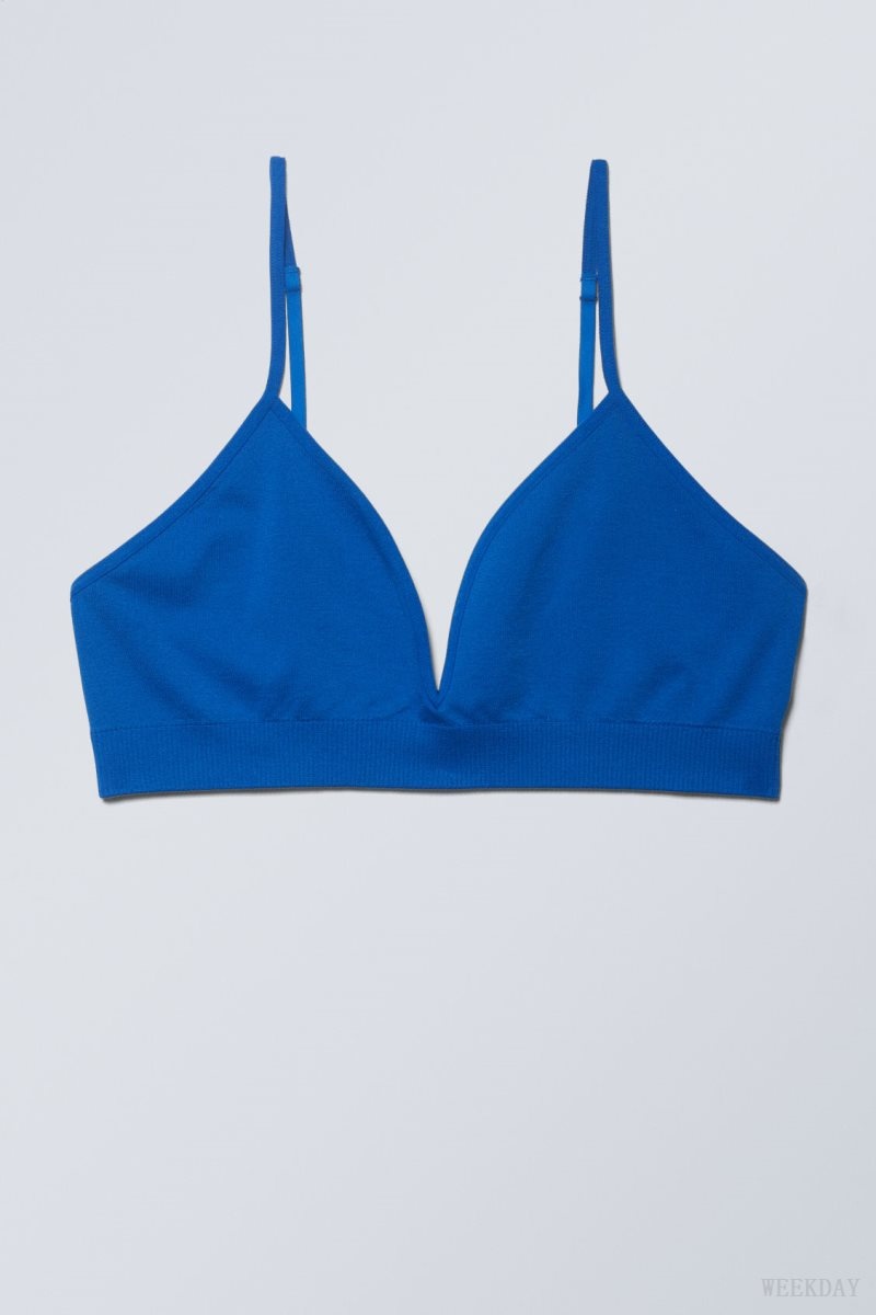 Blue Weekday Cat Soft Triangle Bra Bra | VVDN7511