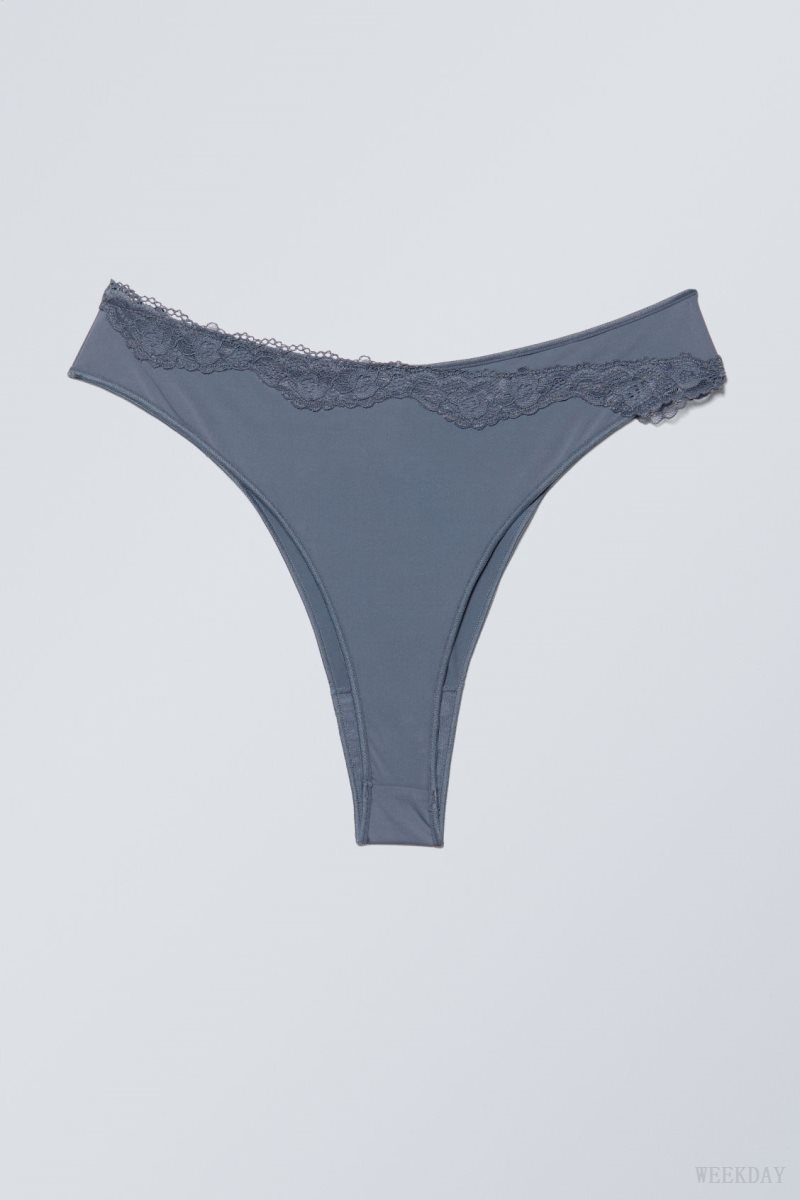 Blue Weekday Cleo Lace Brazilian Briefs Briefs | WAGC6381