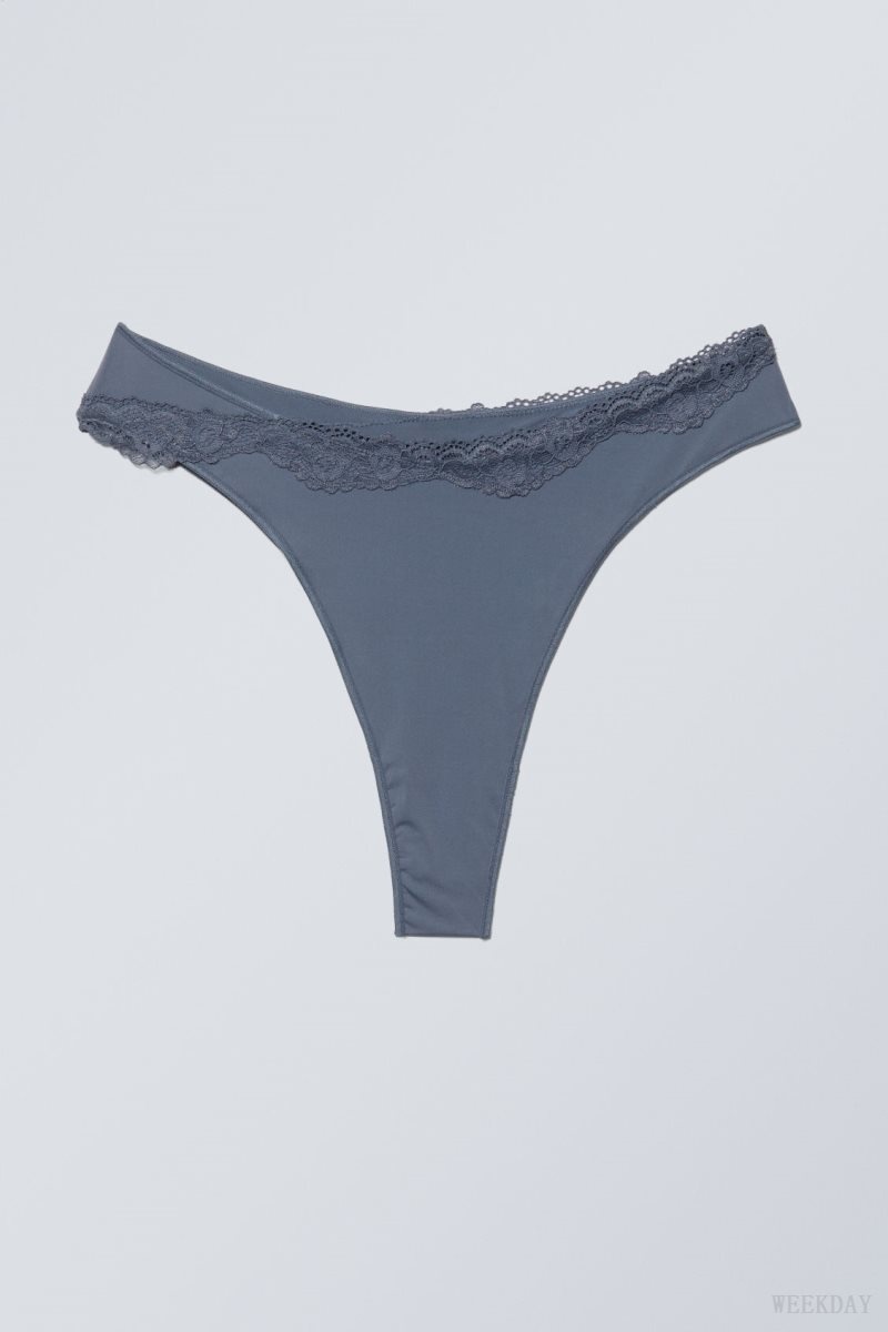 Blue Weekday Cleo Lace Brazilian Briefs Briefs | WAGC6381