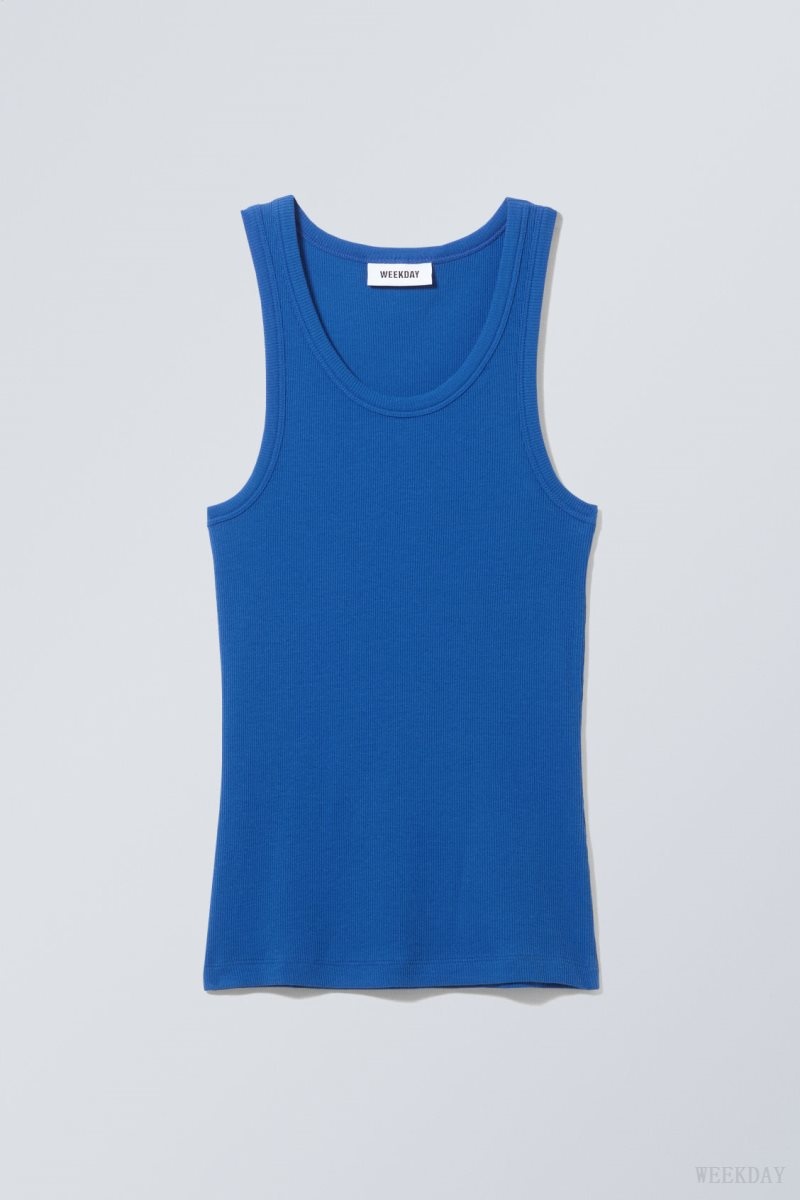 Blue Weekday Close Fitted Tank Top | RYYT6646