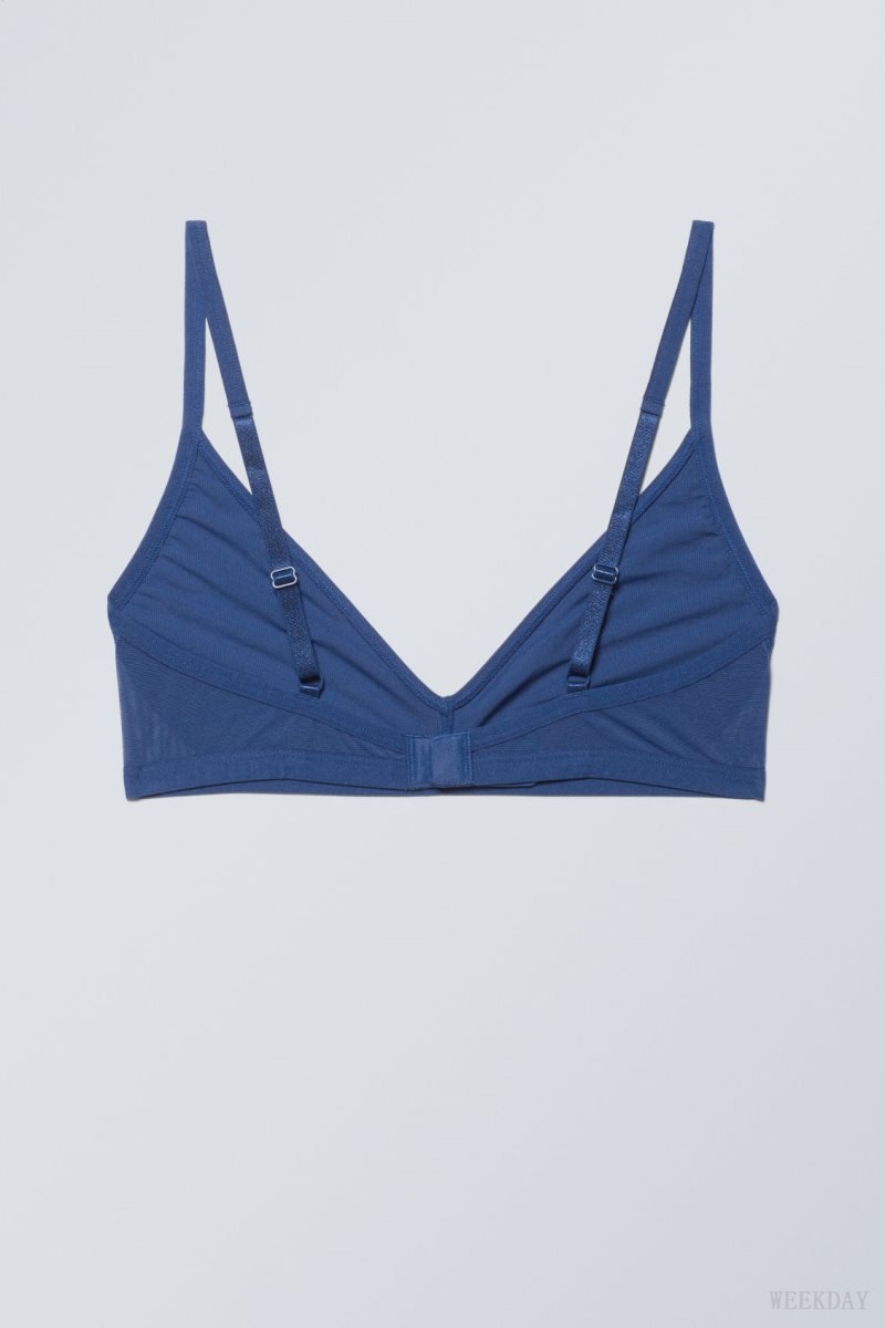 Blue Weekday Dylan Mesh V-neck Bra Bra | ZBKV1846