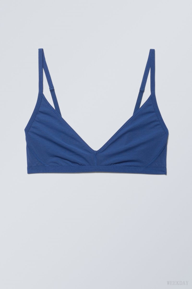 Blue Weekday Dylan Mesh V-neck Bra Bra | ZBKV1846