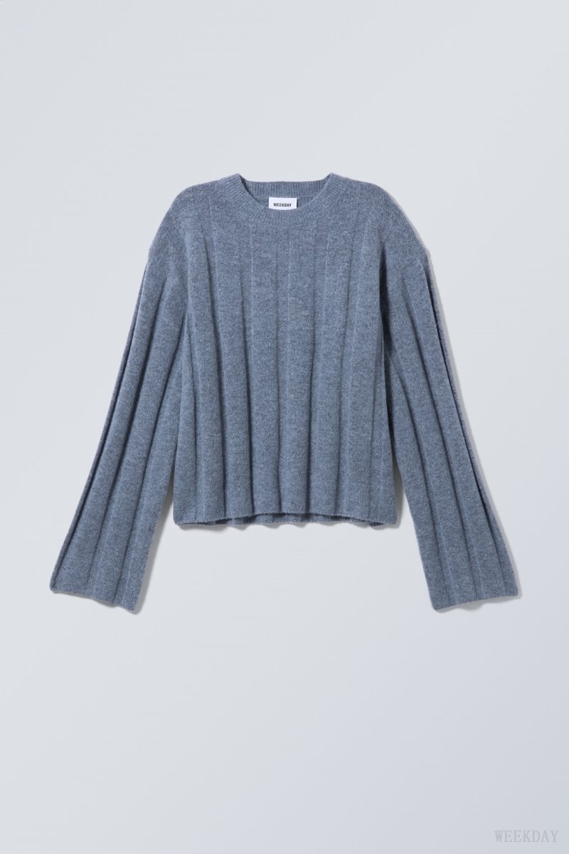 Blue Weekday Fiona Rib Sweater | LXNX2622