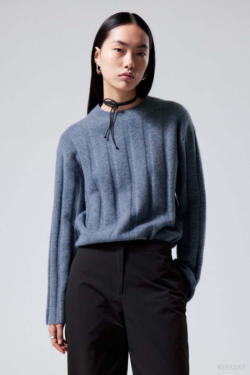 Blue Weekday Fiona Rib Sweater | LXNX2622