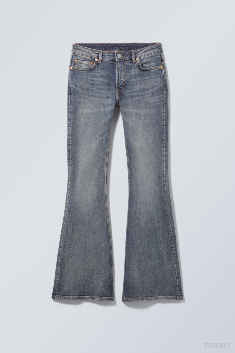 Blue Weekday Flame Low Flared Jeans | VWBV6528