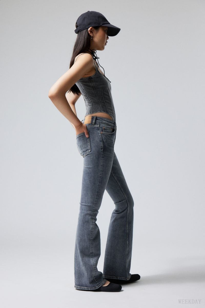 Blue Weekday Flame Low Flared Jeans | VWBV6528