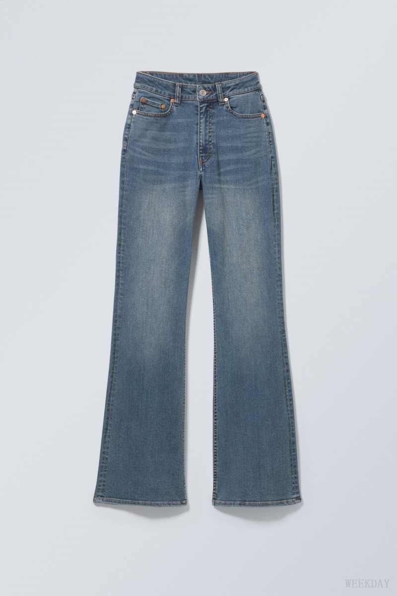 Blue Weekday Glow Curve High Flared Jeans | DLWA0043