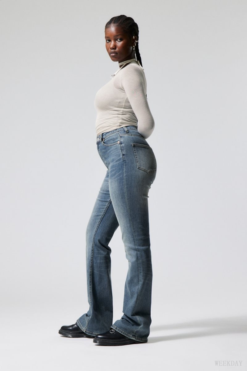 Blue Weekday Glow Curve High Flared Jeans | DLWA0043