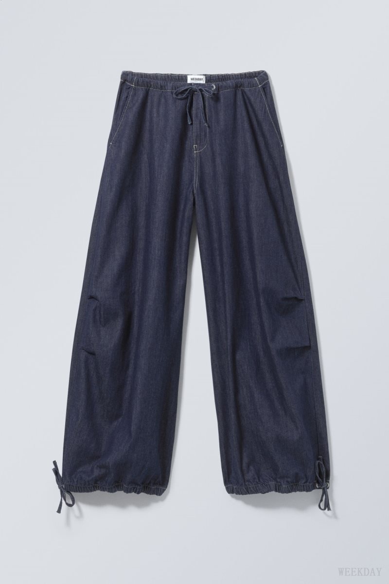 Blue Weekday Luisa Denim Baggy Parachute Trousers | VBRS4935