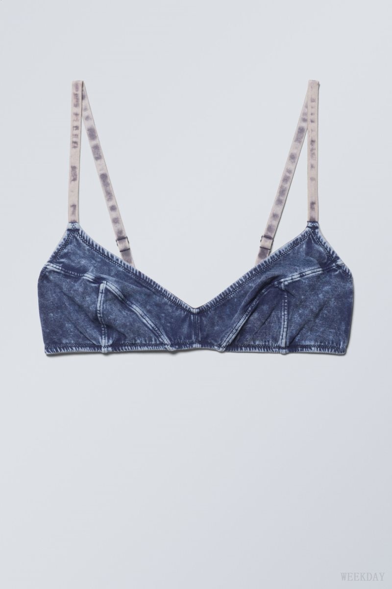 Blue Weekday Miley Washed Cotton Bra Bra | BHQX5988