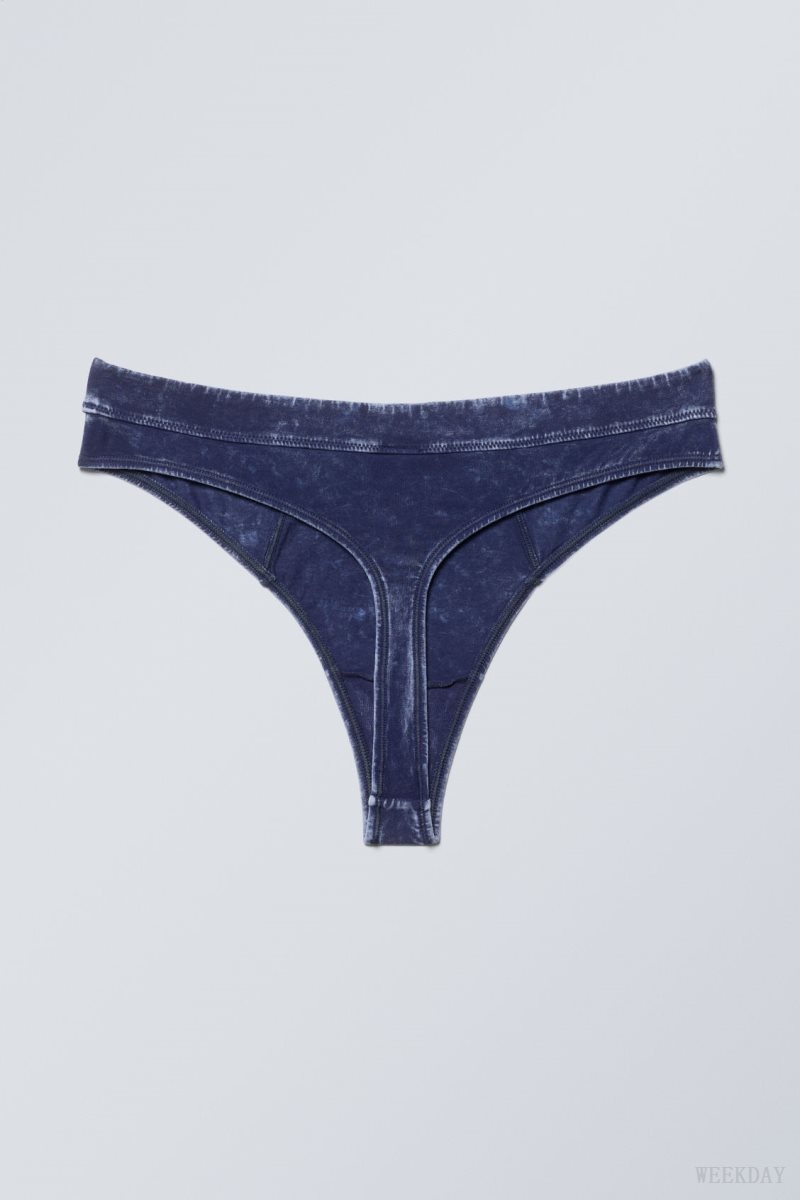 Blue Weekday Miley Washed Cotton Thong Thong | MYIZ9094