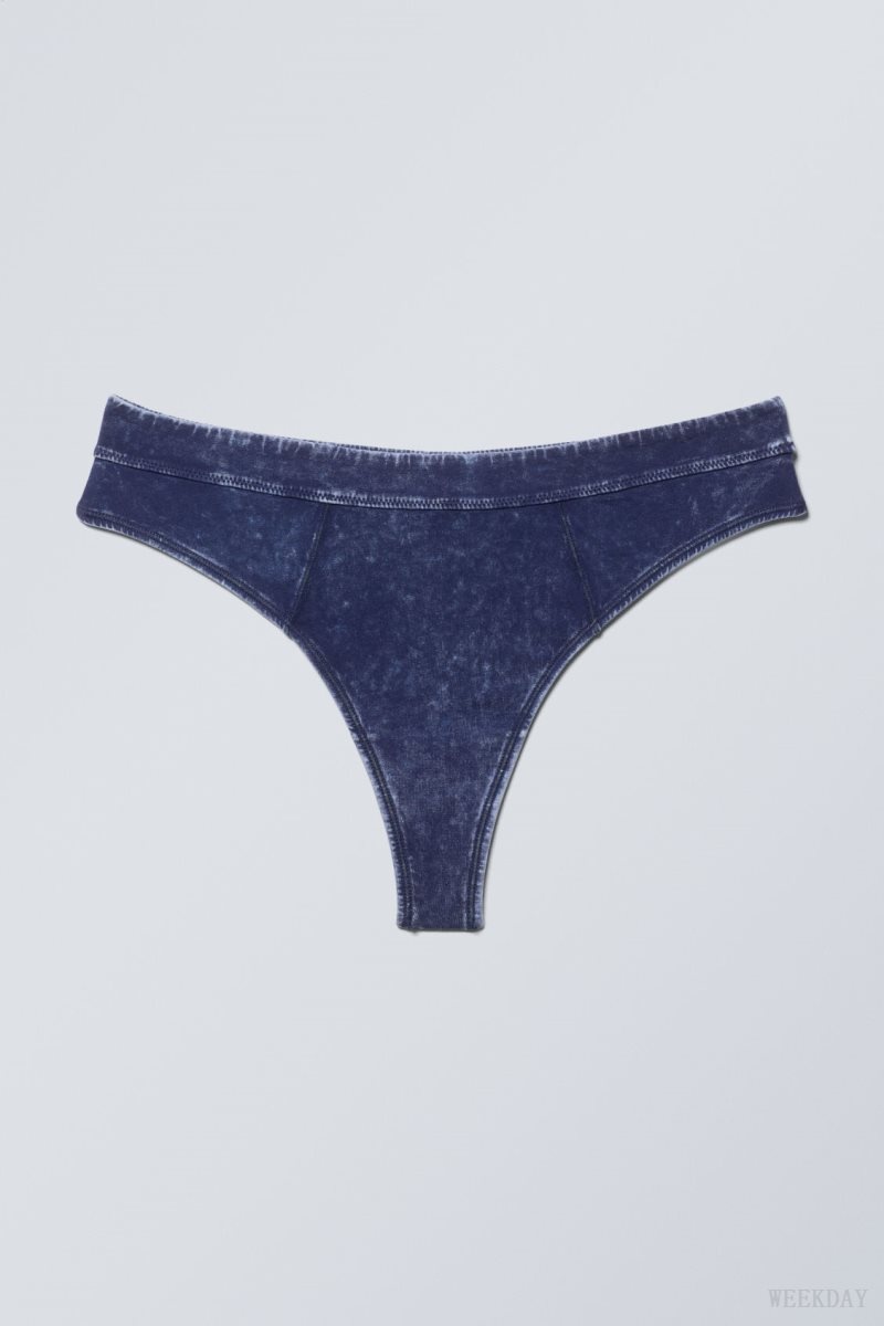 Blue Weekday Miley Washed Cotton Thong Thong | MYIZ9094