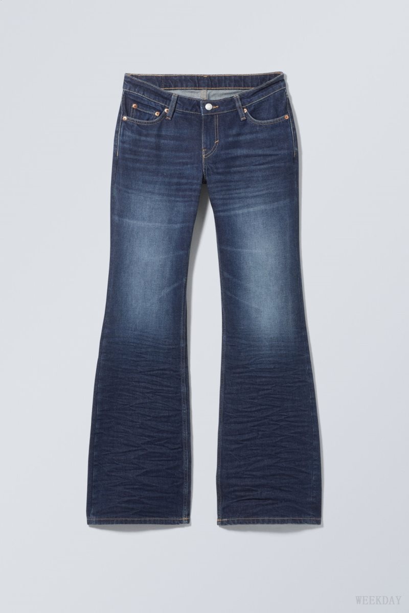 Blue Weekday Nova Low Bootcut Wrinkle Jeans | QDWP3246