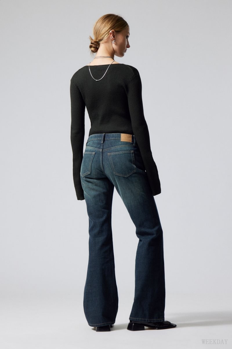 Blue Weekday Nova Low Slim Bootcut Jeans | TDFT2587