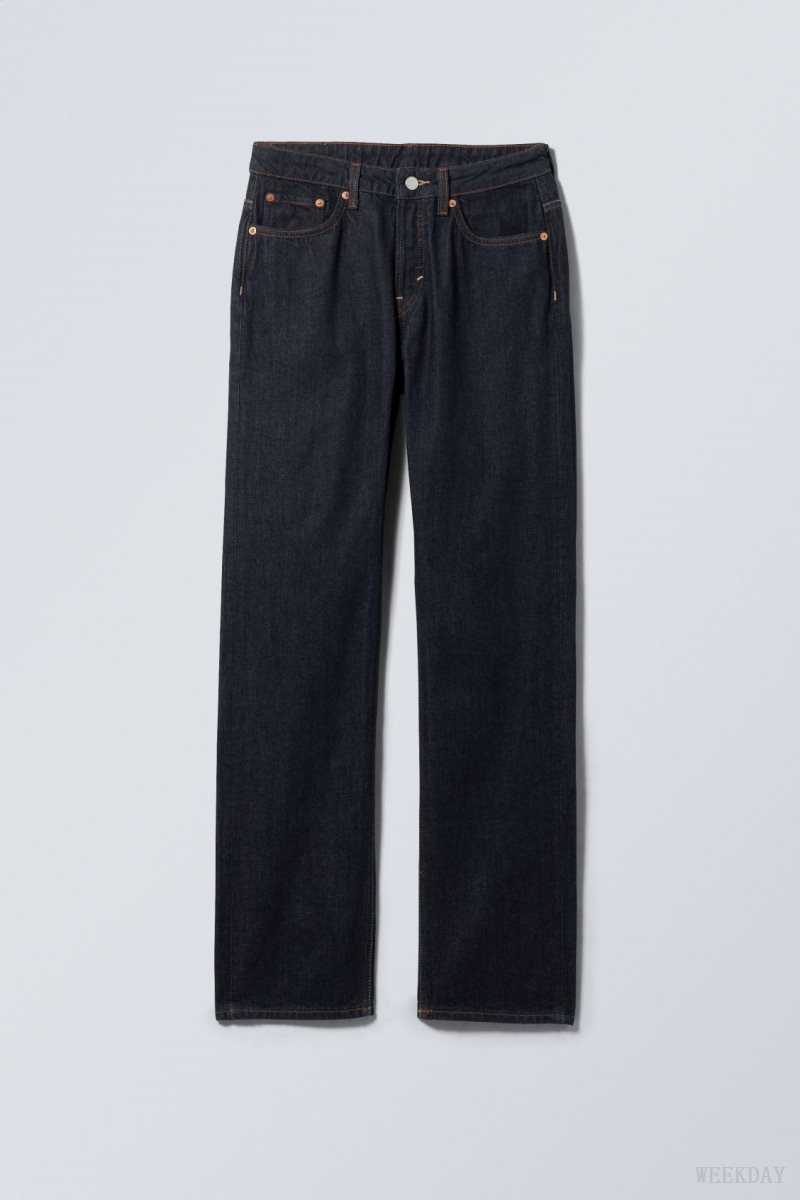 Blue Weekday Pin Mid Straight Jeans | FUGF5821