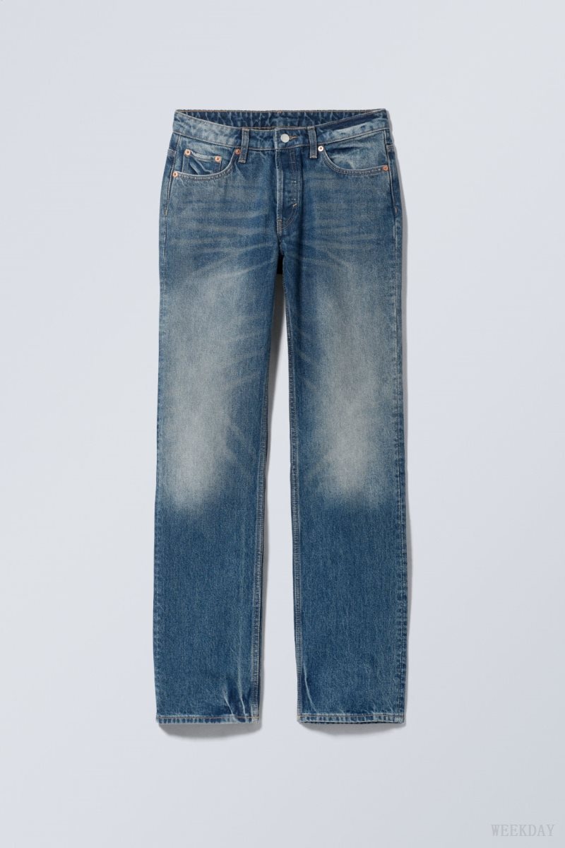 Blue Weekday Pin Mid Straight Jeans | INUM3880