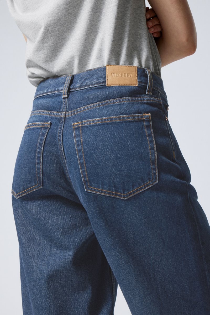 Blue Weekday Rail Mid Loose Straight Jeans | RCPE3469