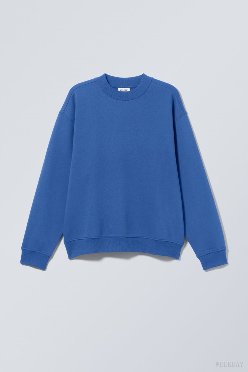 Blue Weekday Relaxed Heavyweight Sweatshirt | RKGR7595