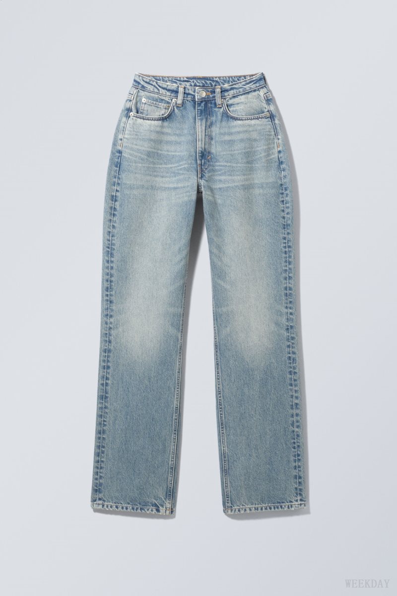 Blue Weekday Resolute Curve High Straight Jeans | JPDX6747