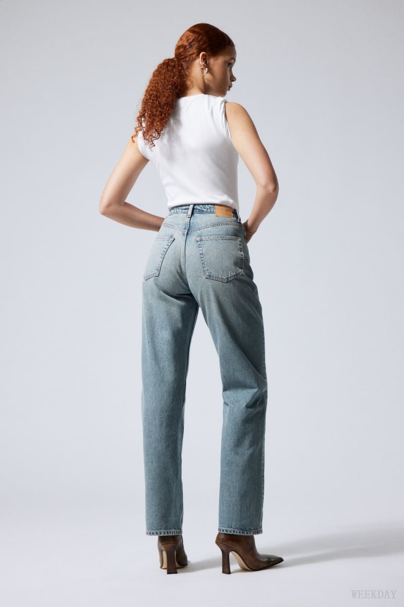 Blue Weekday Resolute Curve High Straight Jeans | JPDX6747