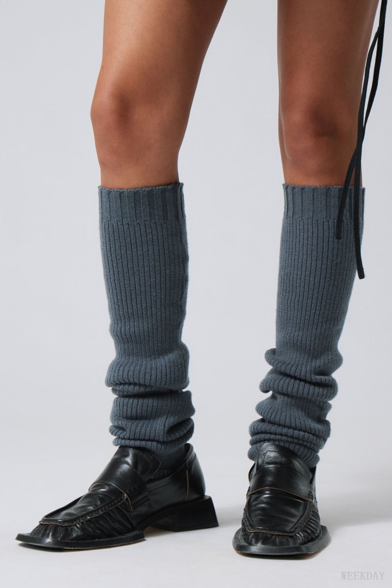 Blue Weekday Rib Knit Leg Warmers | FHAX0180