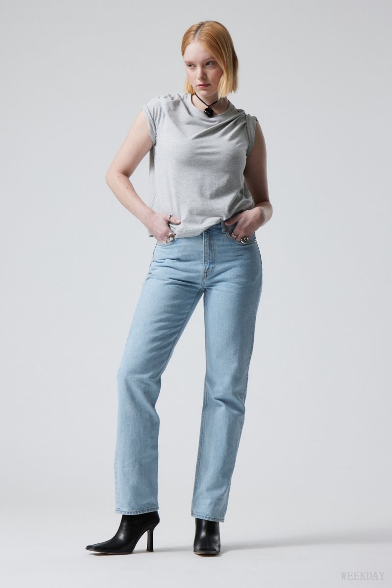 Blue Weekday Rowe Extra High Straight Jeans | HQKA7013