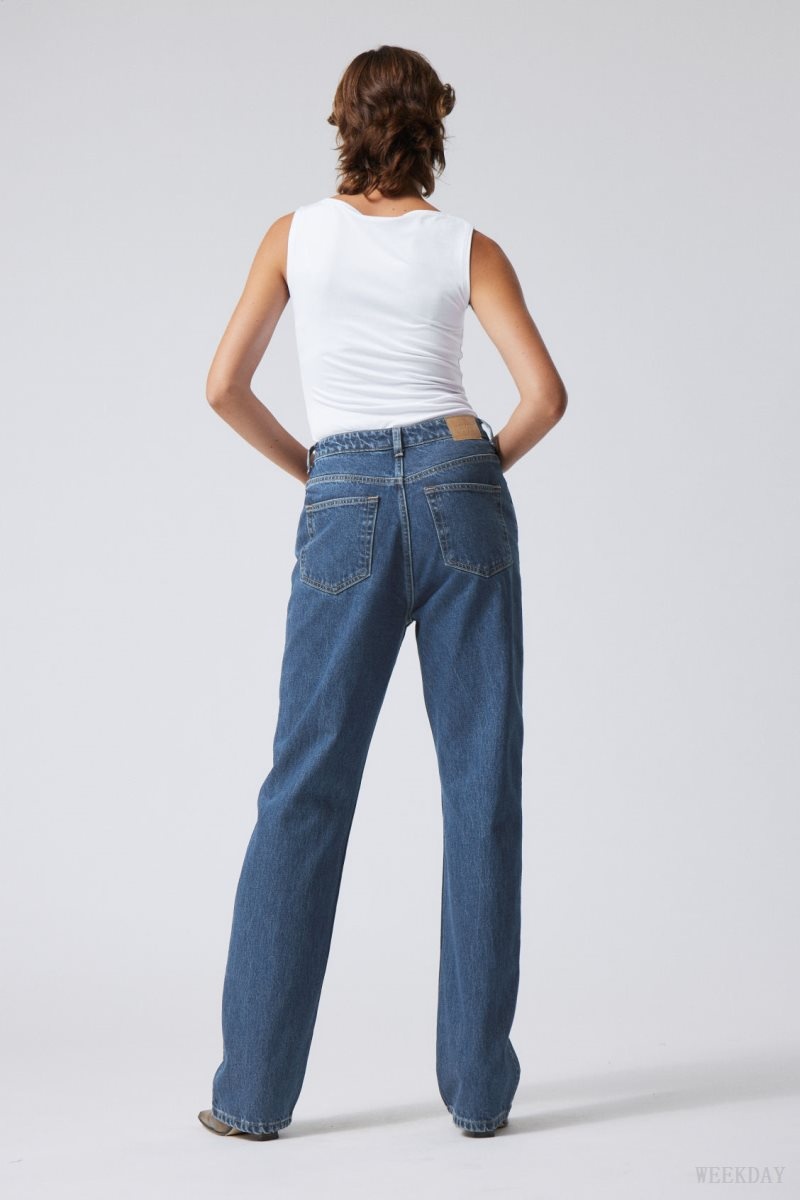 Blue Weekday Rowe Extra High Straight Jeans | ZSST7482