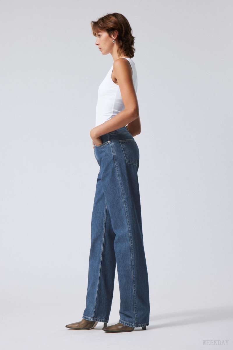 Blue Weekday Rowe Extra High Straight Jeans | ZSST7482