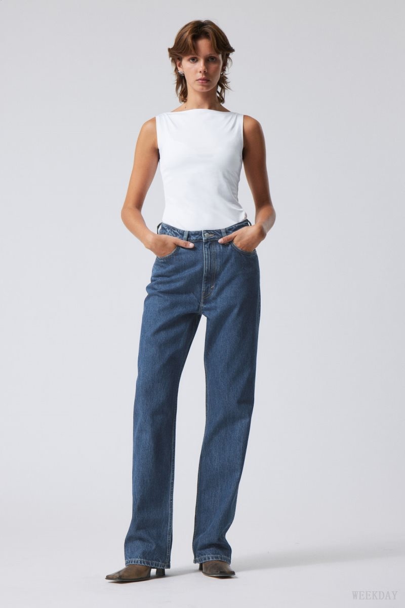 Blue Weekday Rowe Extra High Straight Jeans | ZSST7482