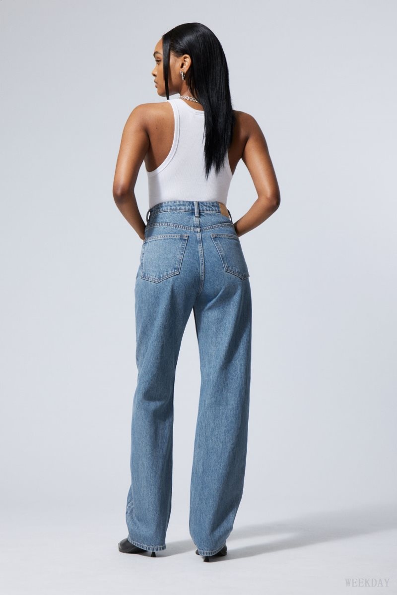 Blue Weekday Rowe Extra High Straight Jeans | VAKK2643