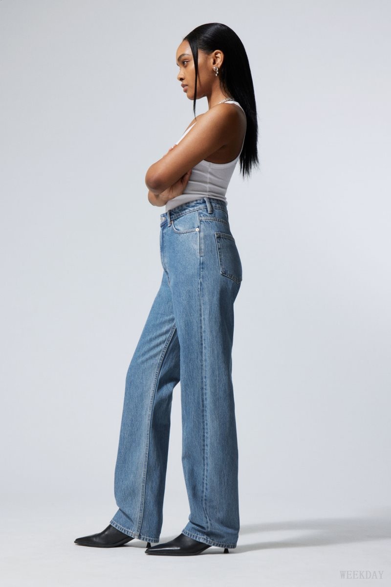 Blue Weekday Rowe Extra High Straight Jeans | VAKK2643