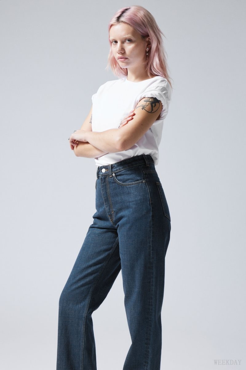 Blue Weekday Rowe Extra High Straight Jeans | FRWH8642