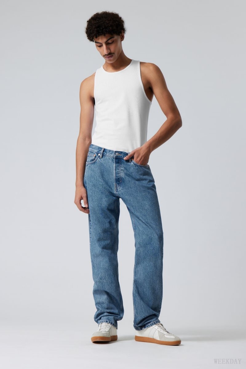 Blue Weekday Space Relaxed Straight Jeans | NKJW2997