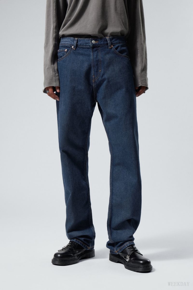 Blue Weekday Space Relaxed Straight Jeans | CRFL6154