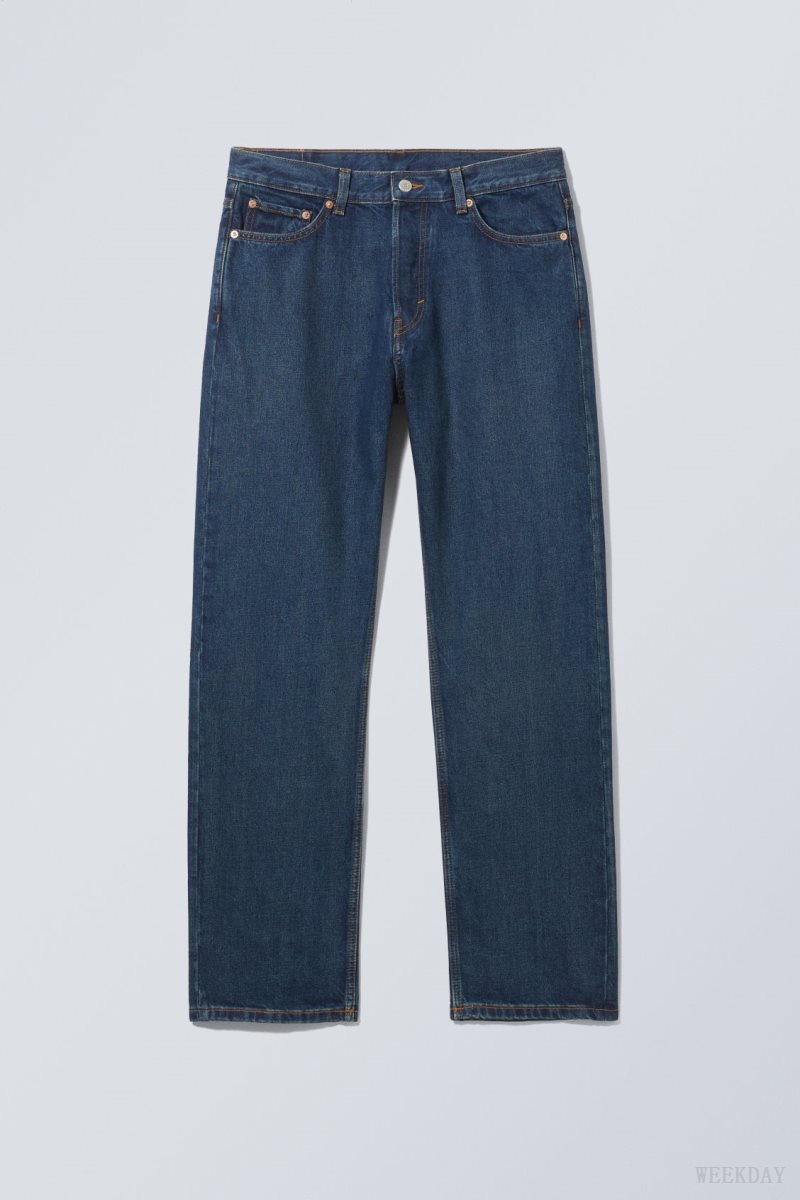 Blue Weekday Space Relaxed Straight Jeans | CRFL6154