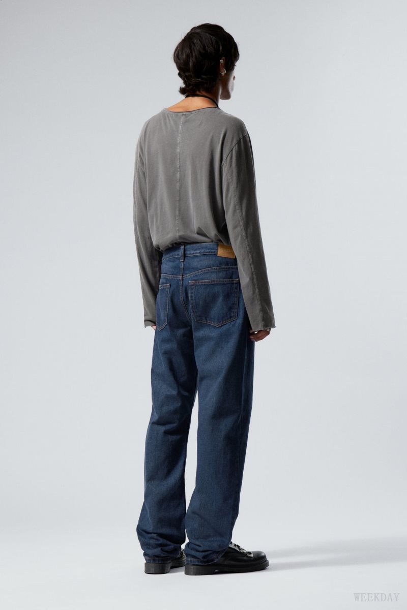 Blue Weekday Space Relaxed Straight Jeans | CRFL6154