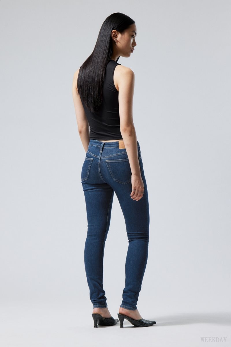 Blue Weekday Spare Mid Skinny Jeans | DRZL8204