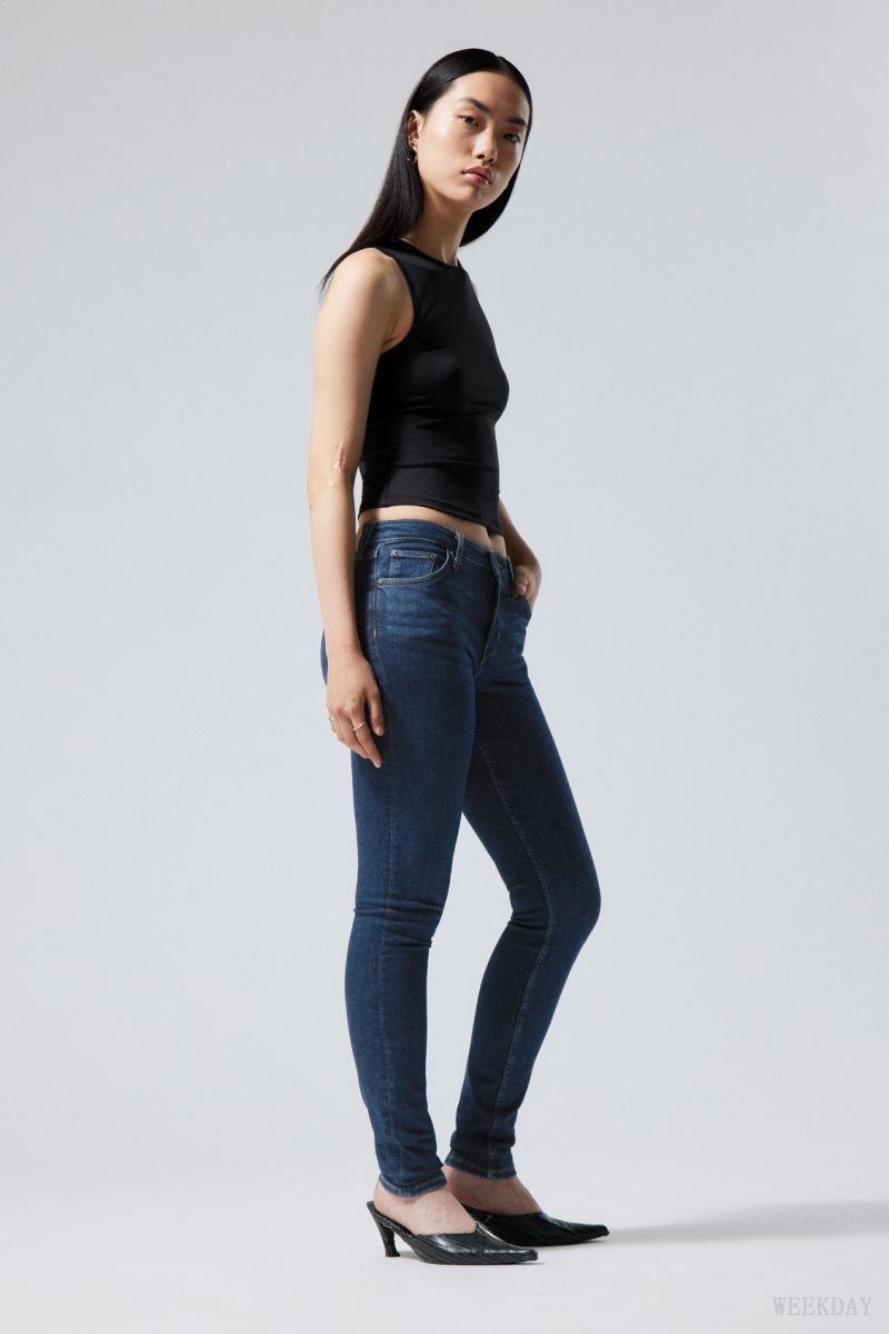 Blue Weekday Spare Mid Skinny Jeans | DRZL8204