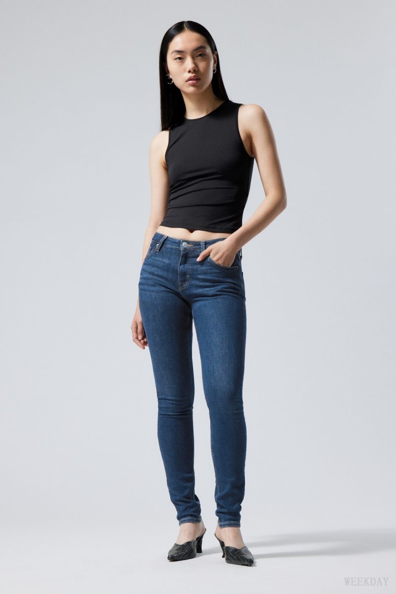 Blue Weekday Spare Mid Skinny Jeans | DRZL8204