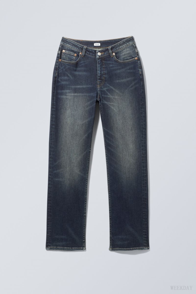 Blue Weekday Twig Curve Mid Straight Jeans | JUSL7215