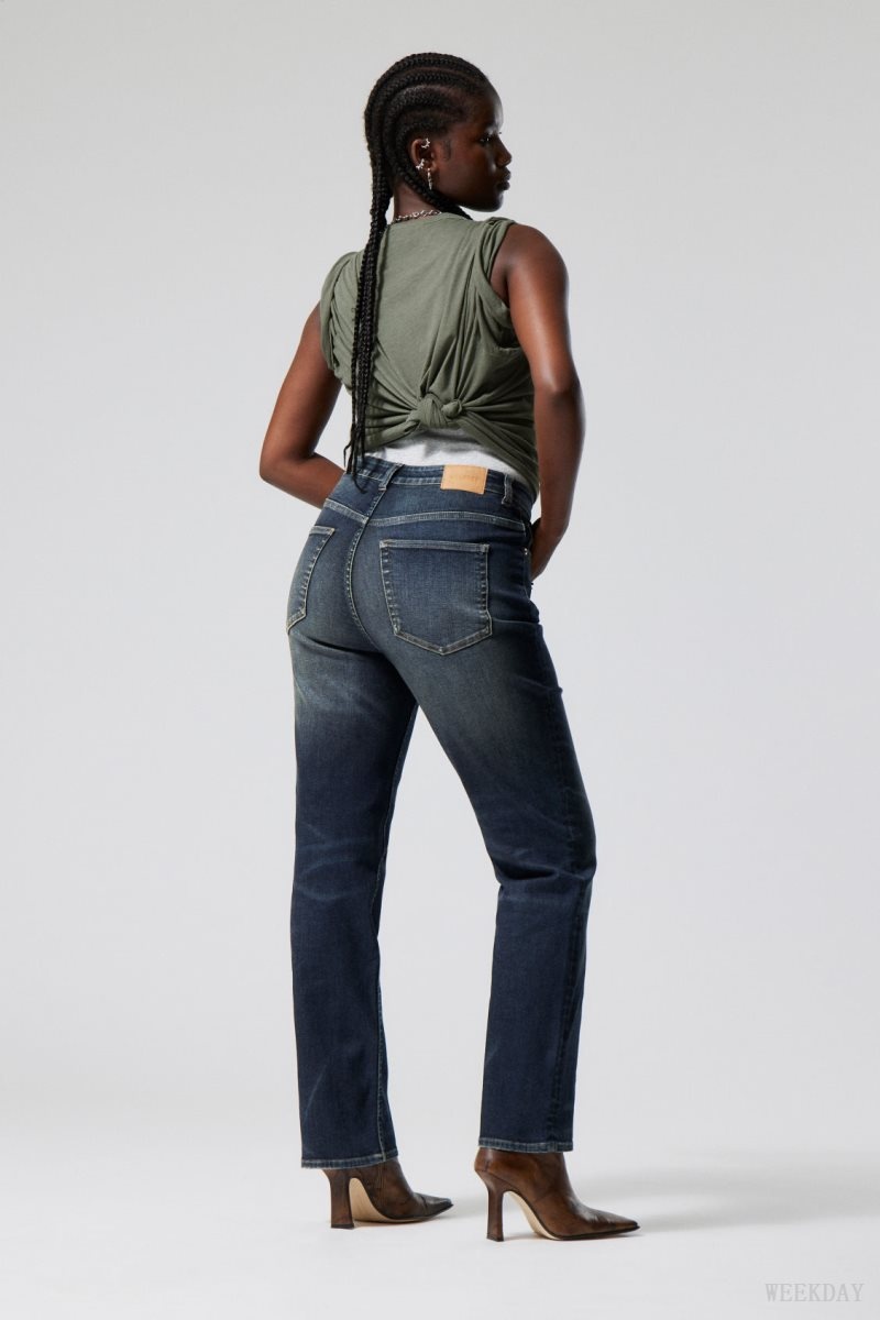 Blue Weekday Twig Curve Mid Straight Jeans | JUSL7215