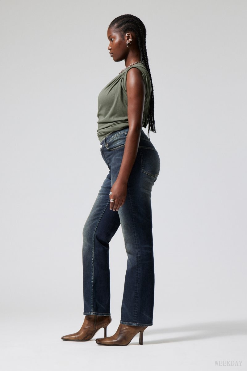 Blue Weekday Twig Curve Mid Straight Jeans | JUSL7215