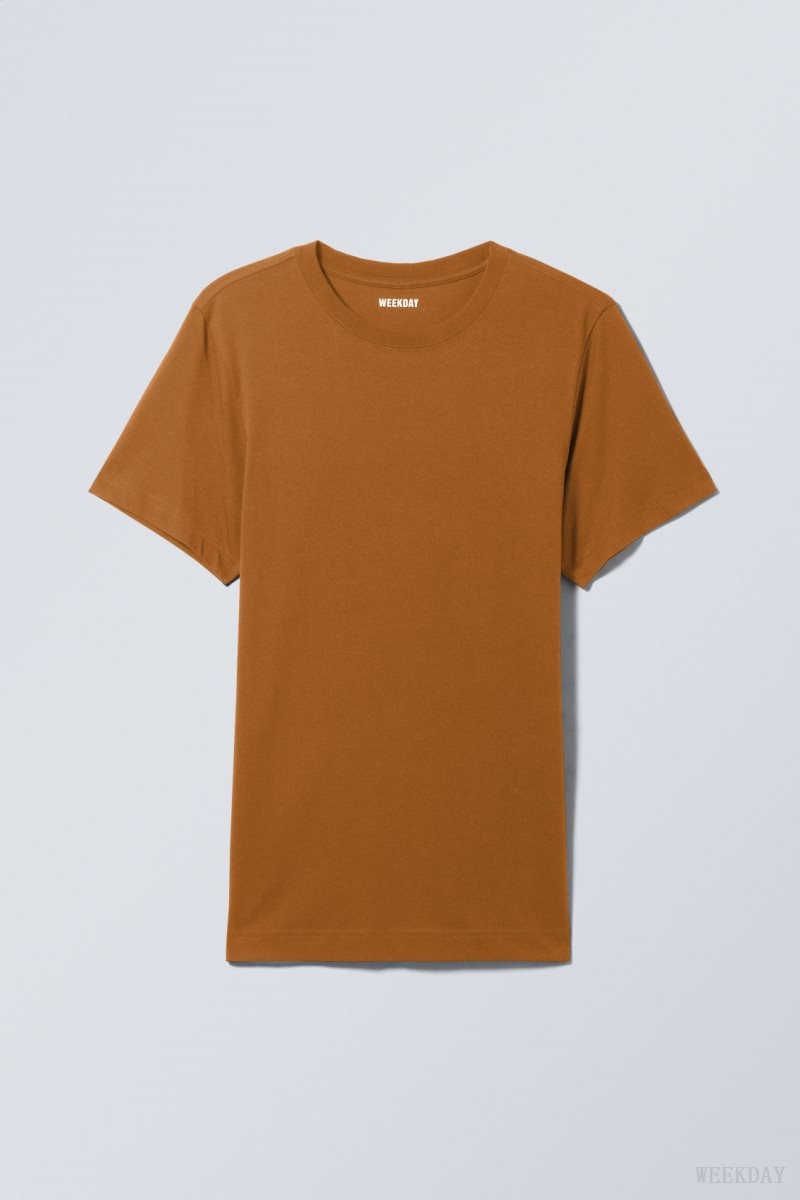 Brown Weekday Standard Midweight T-shirt | QKQI0828