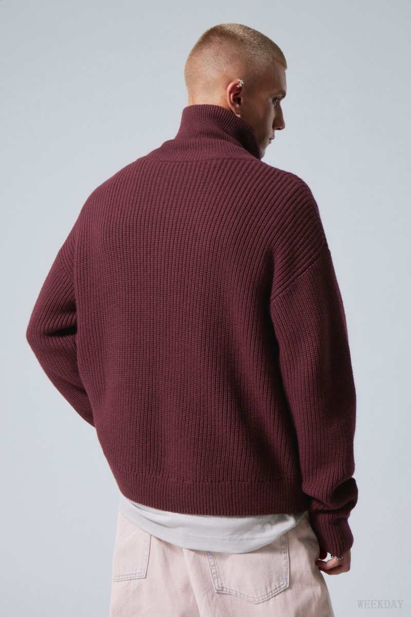 Burgundy Weekday Harry Wool Blend Sweater | CICE4540